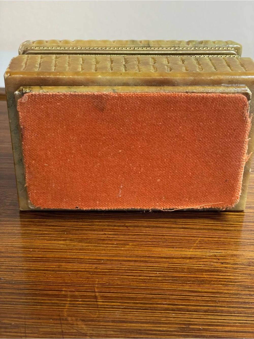 VTG 1960s Italian Alabaster & Brass Trinket Box MCM